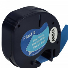 Etikečių juostos kasetė kaip Dymo 91225, 12 mm, juoda ant mėlynos spalvos, plastiko