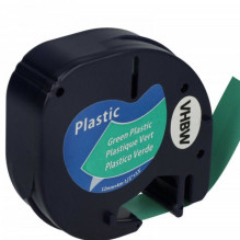 Etikečių juostos kasetė kaip Dymo 91224, 12mm, juoda ant žalios, plastiko