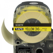 Tape cassette replaces Epson LC-7WBW, 36mm, black on yellow