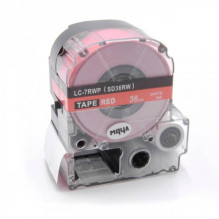 Tape cassette replaces Epson LC-7RWP, 36mm, white on red