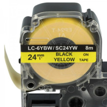 Tape cassette replaces Epson LC-6WBW, 24mm, black on yellow