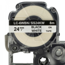 Tape cassette replaces Epson LC-6WBN, 24mm, black on white