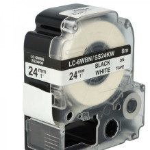 Tape cassette replaces Epson LC-6WBN, 24mm, black on white