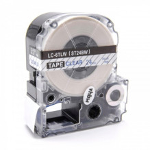 Tape cassette replaces Epson LC-6TLW, 24mm, blue on transparent