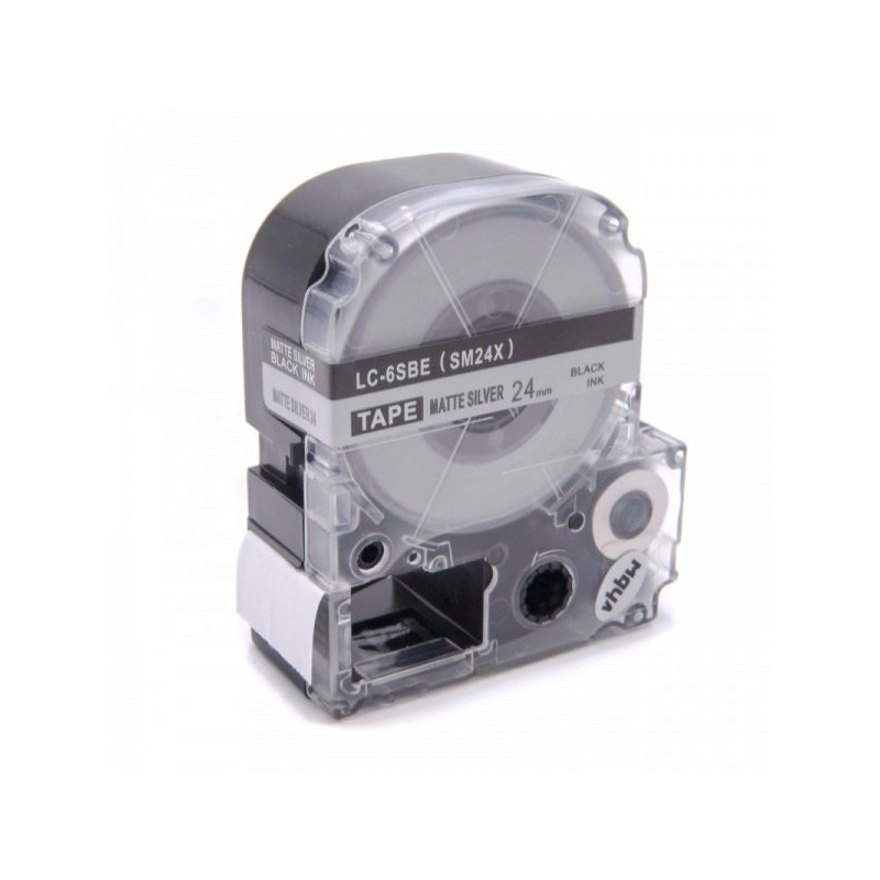 Tape cassette replaces Epson LC-6SBE, 24mm, black on silver