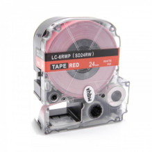 Tape cassette replaces Epson LC-6RWP, 24mm, white on red