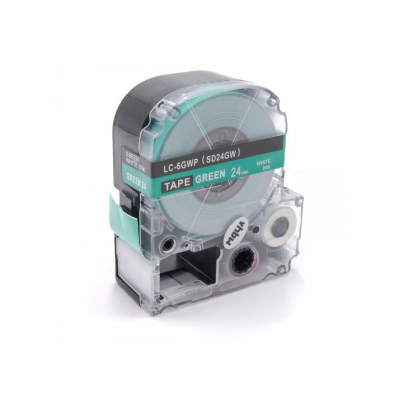 Tape cassette replaces Epson LC-6GWP, 24mm, white on green