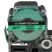 Tape cassette replaces Epson LC-6GBP, 24mm, black on green