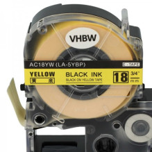 Tape cassette replaces Epson LC-5YBW, 18mm, black on yellow