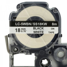 Tape cassette replaces Epson LC-5WBN, 18mm, black on white