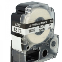 Tape cassette replaces Epson LC-5WBN, 18mm, black on white