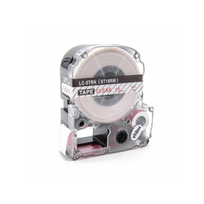 Tape cassette replaces Epson LC-5TRN, 18mm, red on transparent