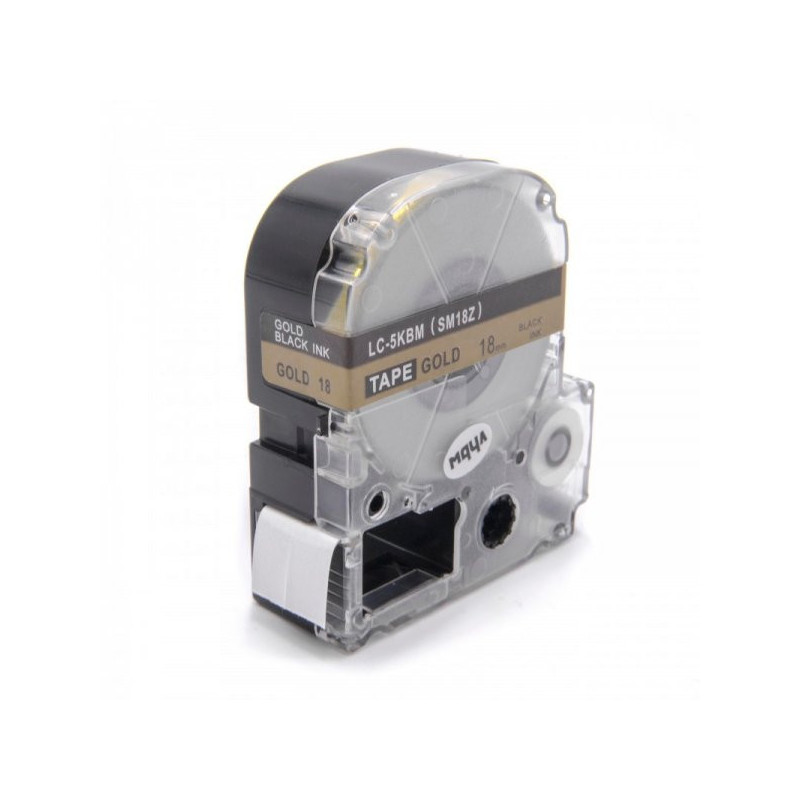 Tape cassette replaces Epson LC-5KBM, 18mm, black on gold