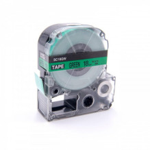 Tape cassette replaces Epson LC-5GBP, 18mm, black on green