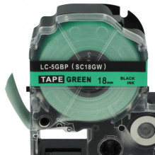 Tape cassette replaces Epson LC-5GBP, 18mm, black on green