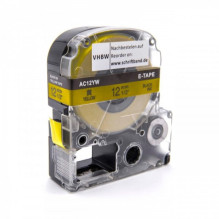 Tape cassette replaces Epson LC-4YBW, 12mm, black on yellow