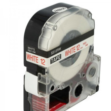 Tape cassette replaces Epson LC-4WRN, 12mm, red on white