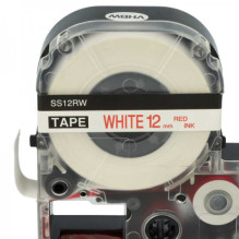 Tape cassette replaces Epson LC-4WRN, 12mm, red on white