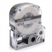 Tape cassette replaces Epson LC-3TWN, 9mm, white on transparent