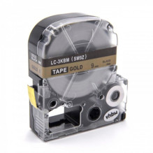 Tape cassette replaces Epson LC-3KBM, 9mm, black on gold