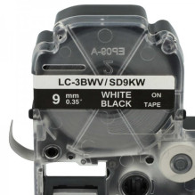 Tape cassette replaces Epson LC-3BWV, 9mm, white on black