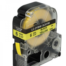 Tape cassette replaces Epson LC-2YBW 6mm, black on yellow