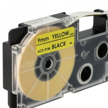 Tape cassette replaces Casio XR-9YW, 9mm, black on yellow