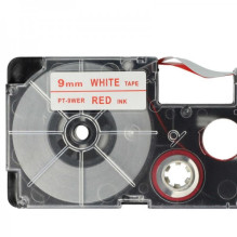 Tape cassette replaces Casio XR-9WER 9mm, red on white