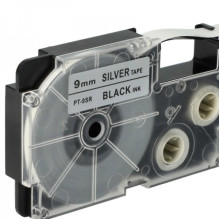 Tape cassette replaces Casio XR-9SR, 9mm, black on silver