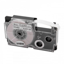 Tape cassette replaces Casio XR-9GX 9mm, black on transparent