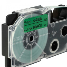 Tape cassette replaces Casio XR-9GN 9mm, black on green