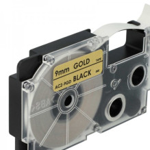 Tape cassette replaces Casio XR-9GD, 9mm, black on gold