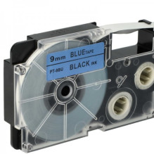 Tape cassette replaces Casio XR-9BU 9mm, black on blue