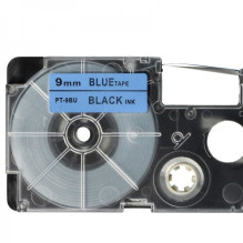 Tape cassette replaces Casio XR-9BU 9mm, black on blue