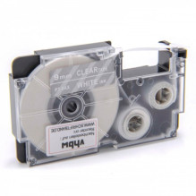 Tape cassette replaces Casio XR-9AX, 9mm, white on transparent