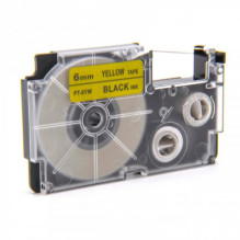 Tape cassette replaces Casio XR-6YW 6mm, black on yellow