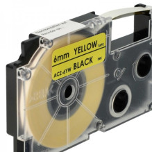 Tape cassette replaces Casio XR-6YW 6mm, black on yellow