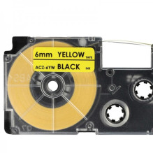 Tape cassette replaces Casio XR-6YW 6mm, black on yellow