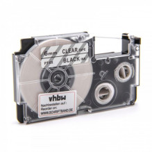 Tape cassette replaces Casio XR-6X 6mm, black on transparent