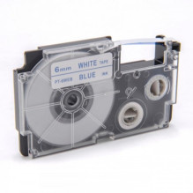 Tape cassette replaces Casio XR-6WEB 6mm, blue on white