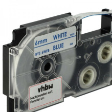 Tape cassette replaces Casio XR-6WEB 6mm, blue on white