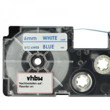 Tape cassette replaces Casio XR-6WEB 6mm, blue on white