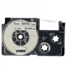 Tape cassette replaces Casio XR-6WE 6mm, black on white