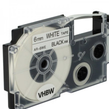 Tape cassette replaces Casio XR-6WE 6mm, black on white