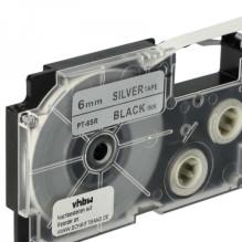 Tape cassette replaces Casio XR-6SR 6mm, black on silver