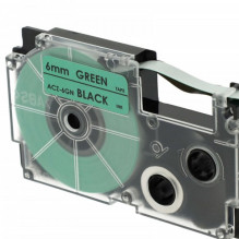 Tape cassette replaces Casio XR-6GN 6mm, black on green