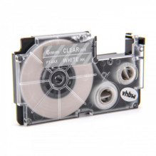 Tape cassette replaces Casio XR-6AX 6mm, white on transparent