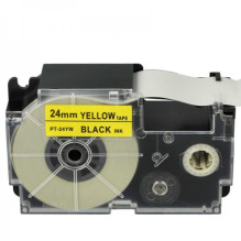 Tape cassette replaces Casio XR-24YW 24mm, black on yellow