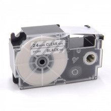 Tape cassette replaces Casio XR-24X 24mm, black on transparent