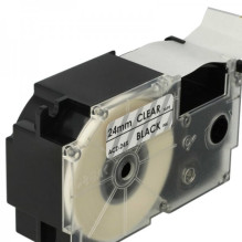 Tape cassette replaces Casio XR-24X 24mm, black on transparent